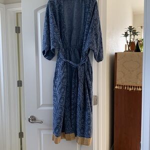 Punjammies by SudaraElegant Blue Patterned rayon robe